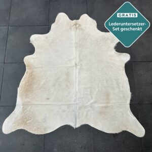 Kuhfell Teppich cremeweiss Detailansicht natürliche Zeichnung