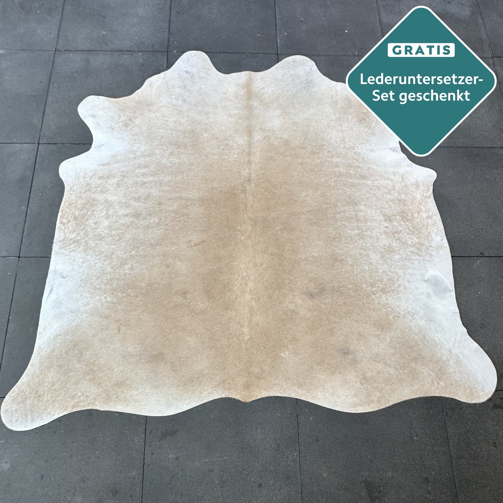 Kuhfell Teppich beige Detailansicht natürliche Zeichnung