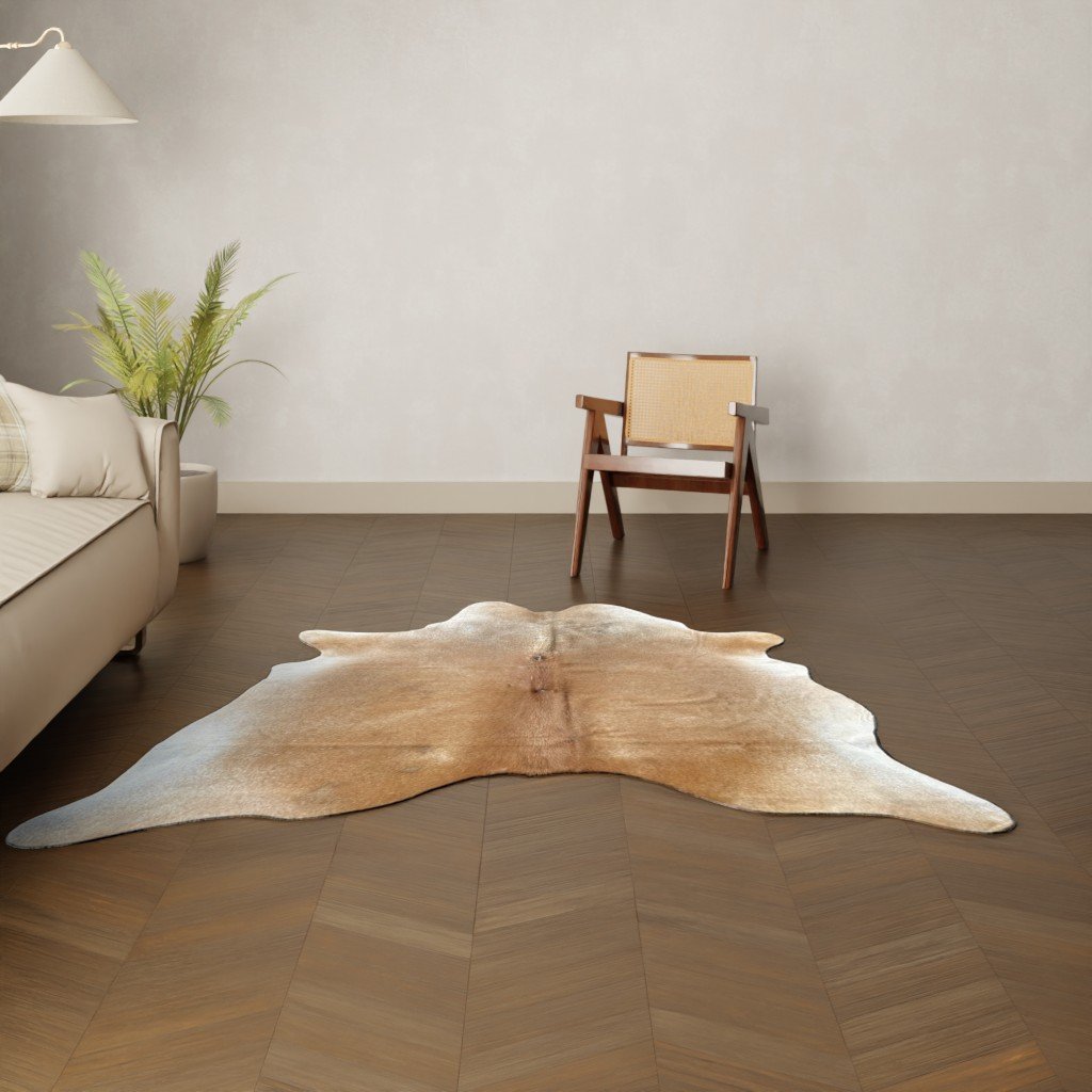Kuhfell-Teppich Cognac braun 200x170 cm.