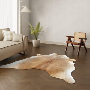 Kuhfell-Teppich Cognac braun 200x170 cm.