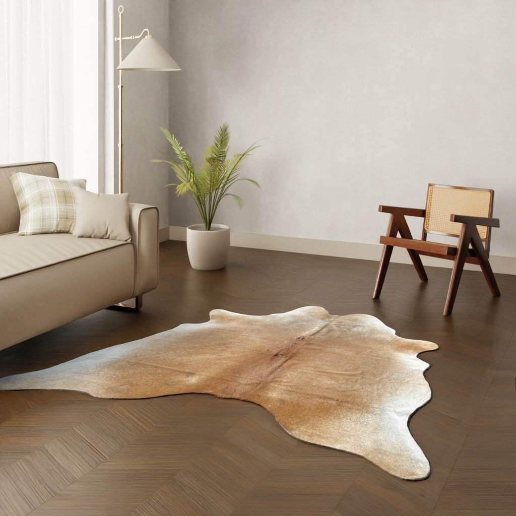 Kuhfell-Teppich Cognac braun 200x170 cm.