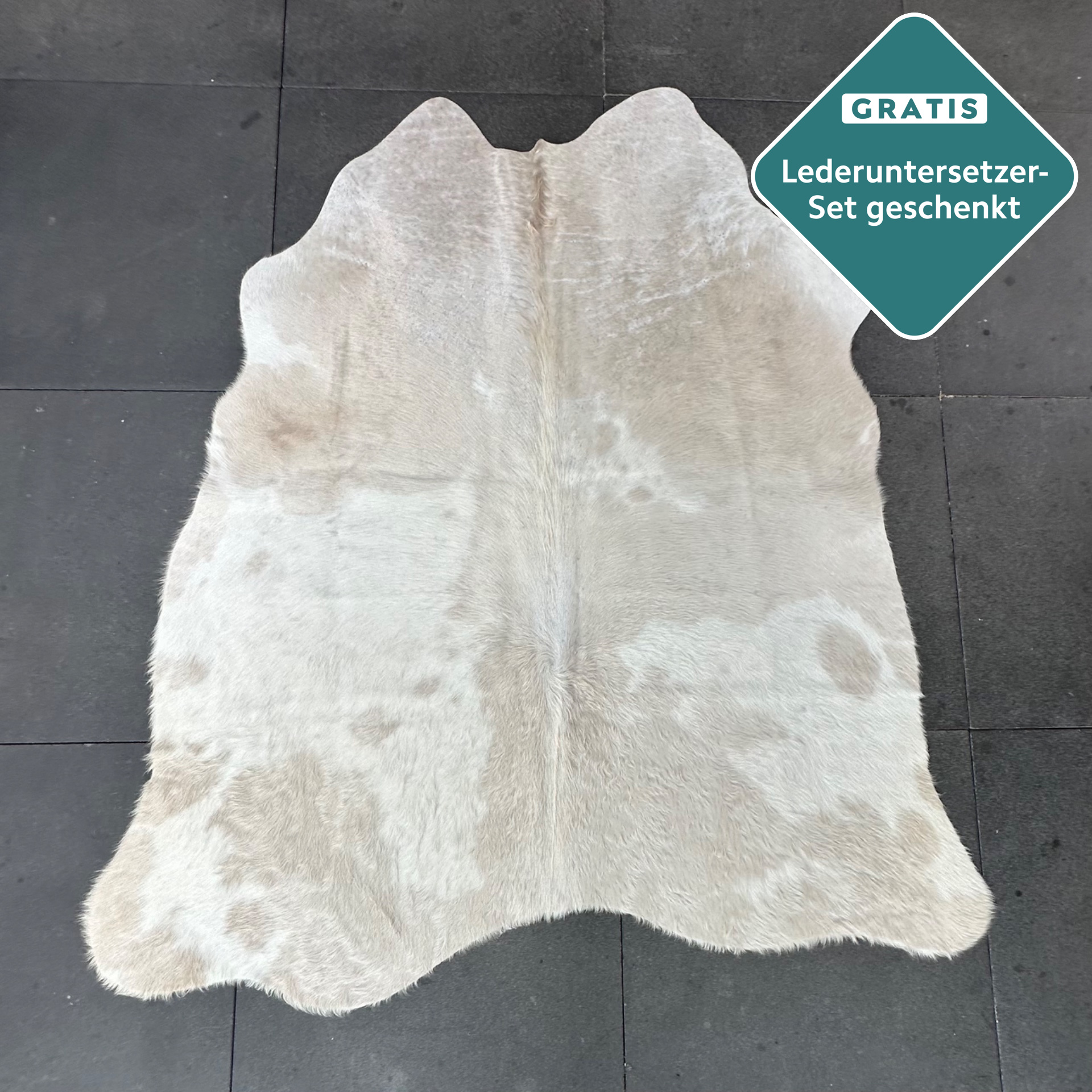 kleines Kuhfell Creme weiß Teppich