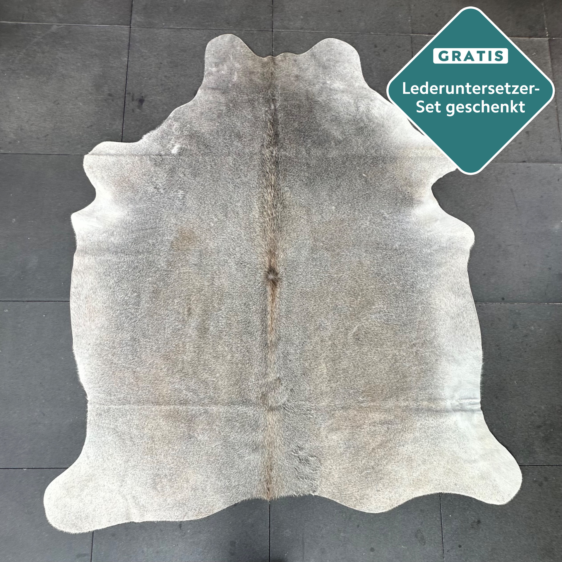 kleines Kuhfell grau Teppich