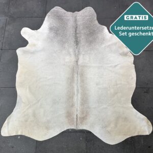 Kuhfell Teppich weiss grau Detailansicht natürliche Zeichnung
