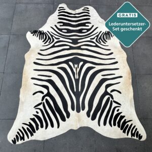 Echtes Kuhfell mit Zebradruck 200x180 cm Detailansicht