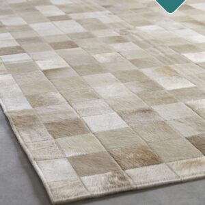 Designer Patchwork Rinderfell Champagner Detailansicht