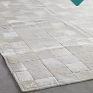 Designer Patchwork Rinderfell weiss Detailansicht