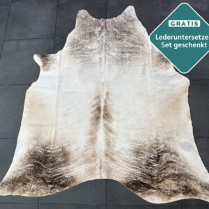 Kuhfell Teppich creme braun Detailansicht natürliche Zeichnung