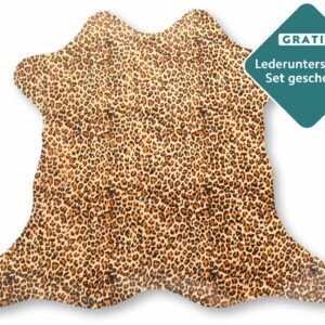 Mini Kuhfell Leopardenmuster 80x80 cm - Echtes kleines Rinderfell