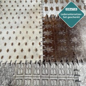 Kuhfell Patchwork taupe 180x120 cm Rückseite Verarbeitung