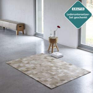 Patchwork Kuhfell Teppich Champagner 180x120 cm
