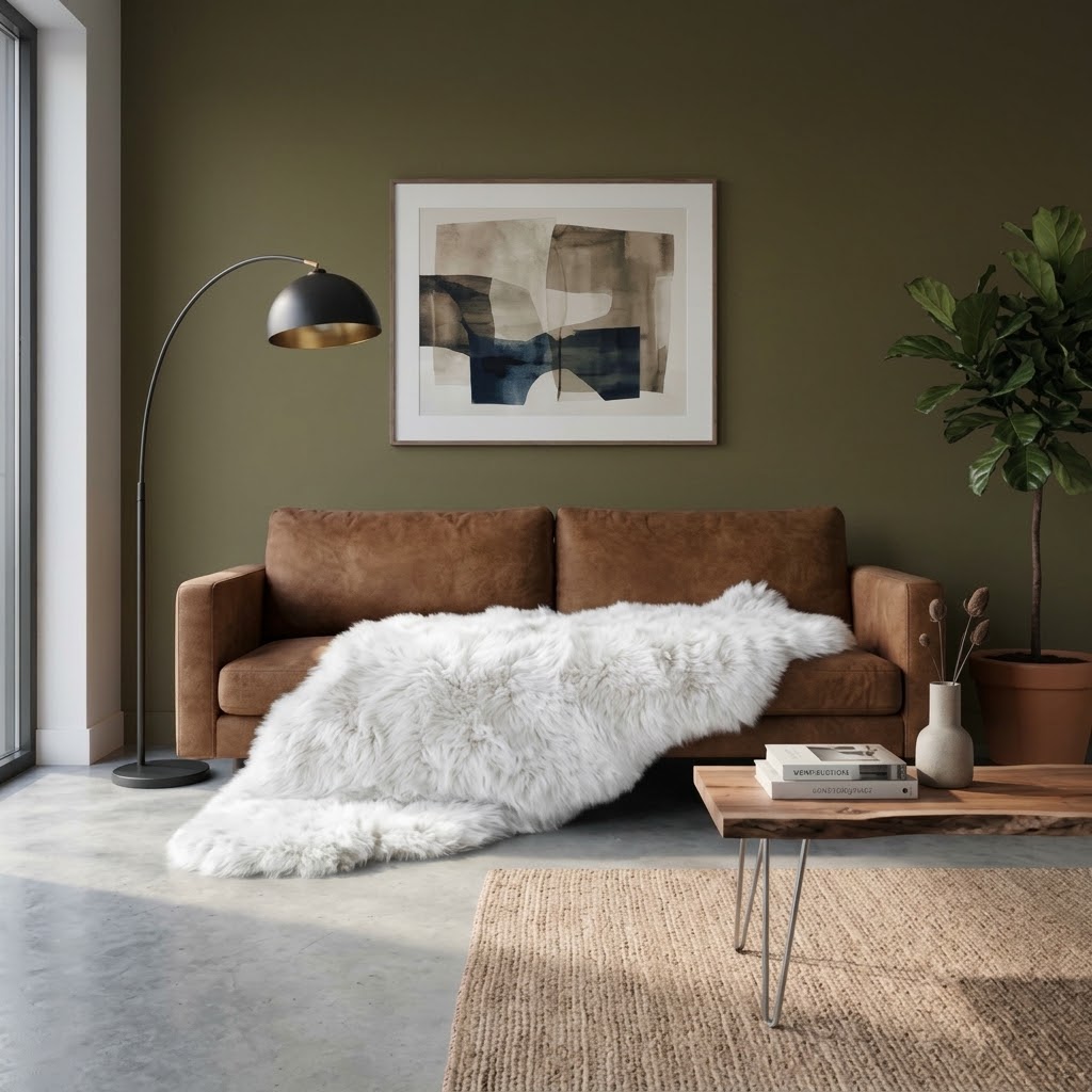 XXL Patchwork Schaffellteppich Weiß – 160 × 80 cm