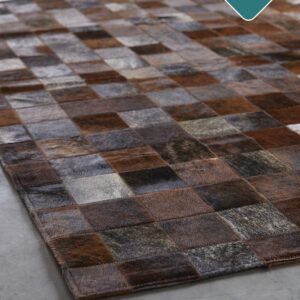Designer Patchwork Rinderfell exotisch dunkel Detailansicht
