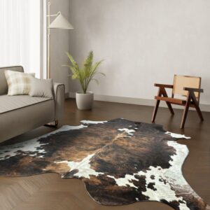 Kuhfell-Teppich dunkelbraun weiß 260x220 cm. KOLOSSAL