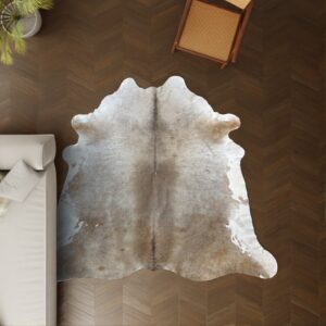 Kuhfell-Teppich taupe weiß 240x230 cm. XL-EXTRA