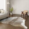 Kuhfell-Teppich taupe weiß 240x230 cm. XL-EXTRA