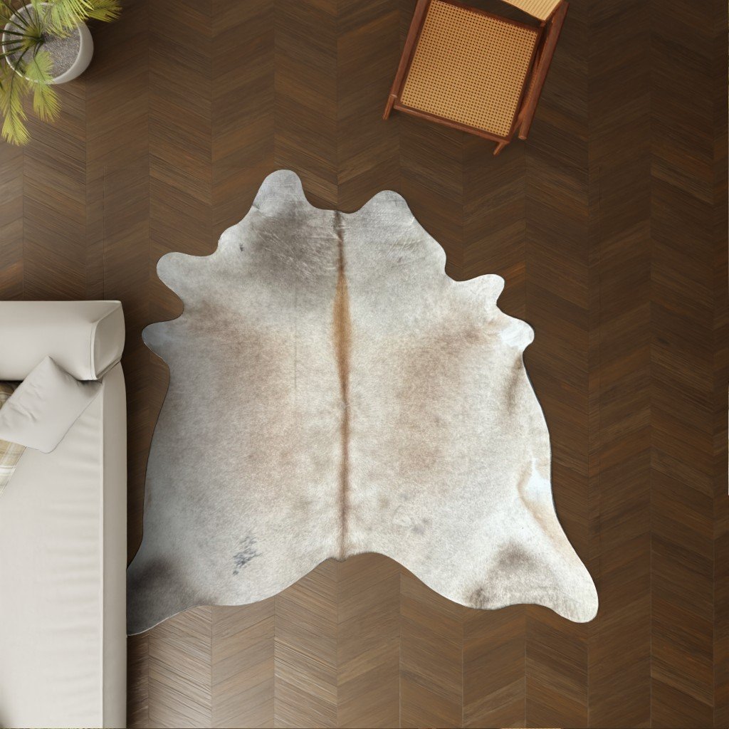 Kuhfell-Teppich taupe 220x180 cm.