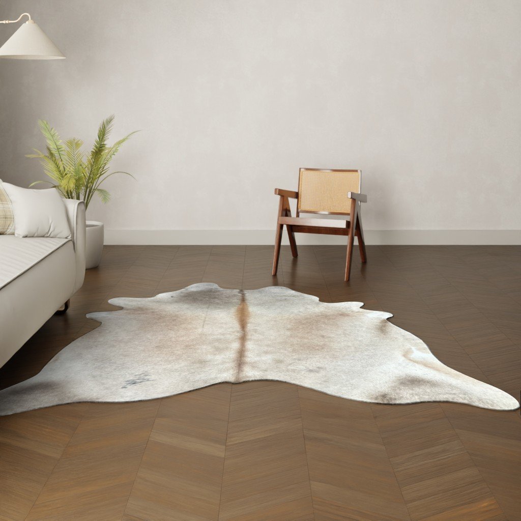 Kuhfell-Teppich taupe 220x180 cm.