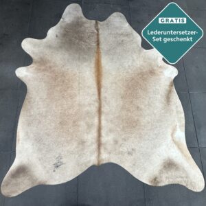 Kuhfell-Teppich taupe 210x190 cm.