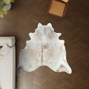 Kuhfell-Teppich taupe 210x190 cm.