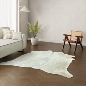 Kuhfell-Teppich Creme beige 200x180 cm. KLEIN