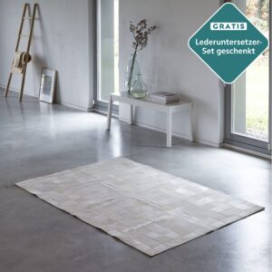 Patchwork Kuhfell Teppich weiss 180x120 cm