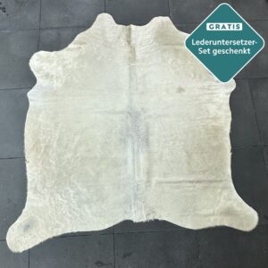 Kuhfell-Teppich Creme beige 200x180 cm. KLEIN