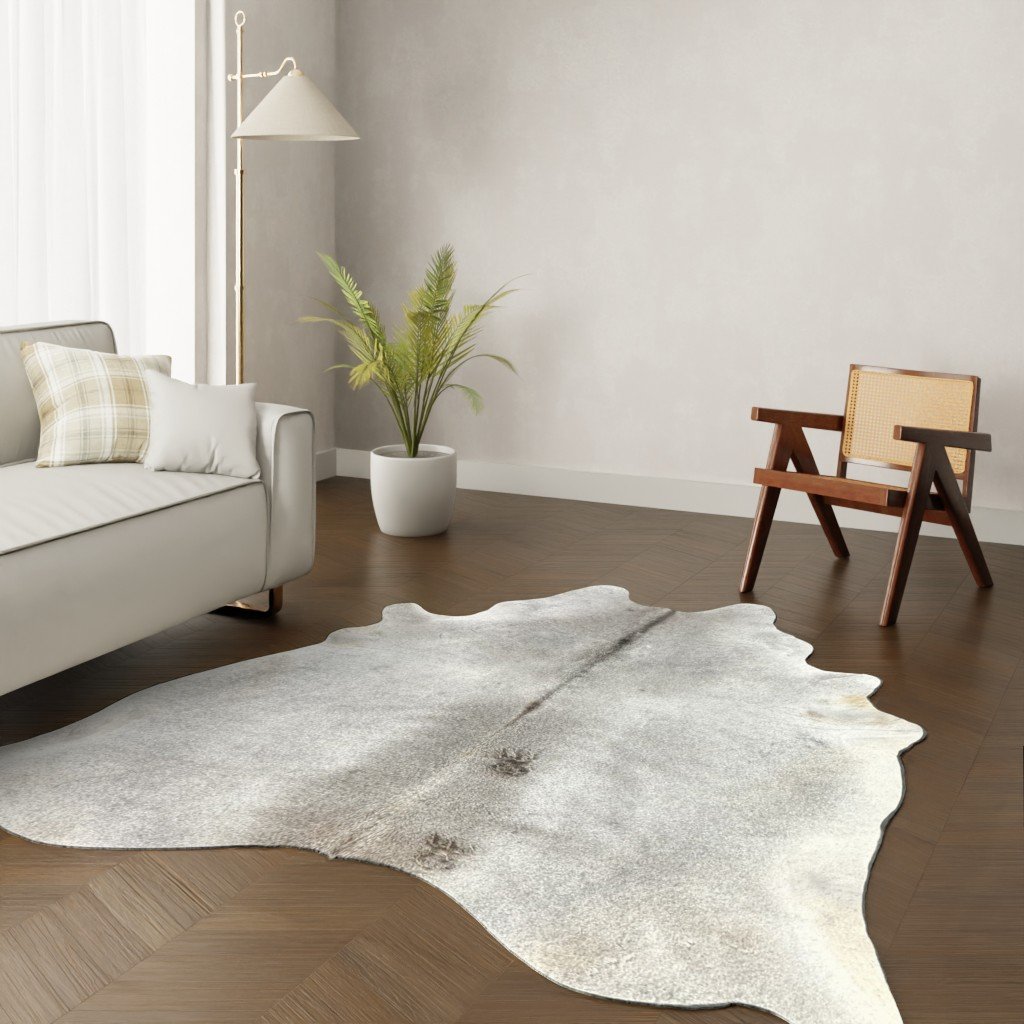 Kuhfell-Teppich grau 230x180 cm.