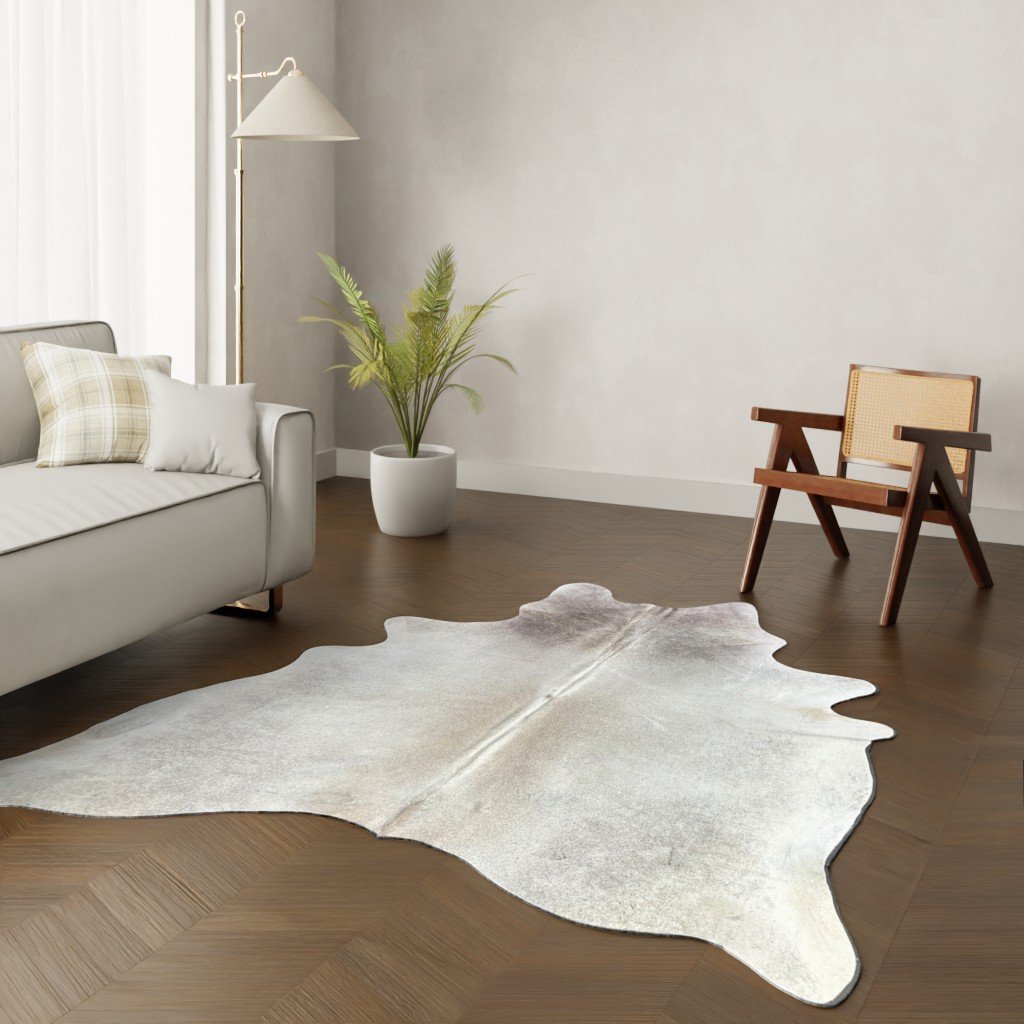 Kuhfell-Teppich grau 230x190 cm.