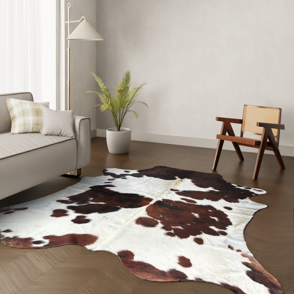 Kuhfell-Teppich Tricolor 250x220 cm. RIESIG