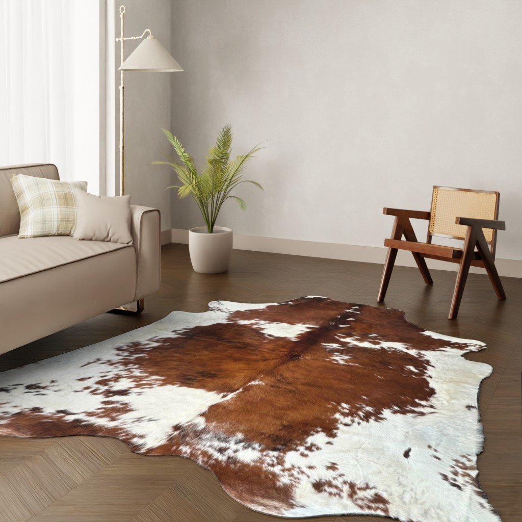 Kuhfell-Teppich Tricolor 250x220 cm. RIESIG