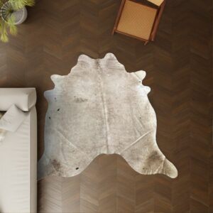 Kuhfell-Teppich taupe mit Flecken 230×210 cm