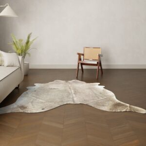 Kuhfell-Teppich taupe mit Flecken 230×210 cm