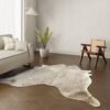 Kuhfell-Teppich taupe mit Flecken 230×210 cm