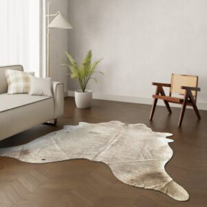 Kuhfell-Teppich taupe mit Flecken 230×210 cm