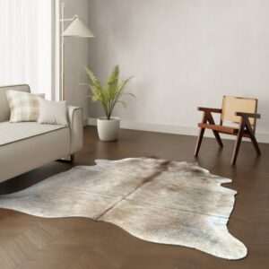 Kuhfell-Teppich hellbraun camel Champagne 230x200 cm.