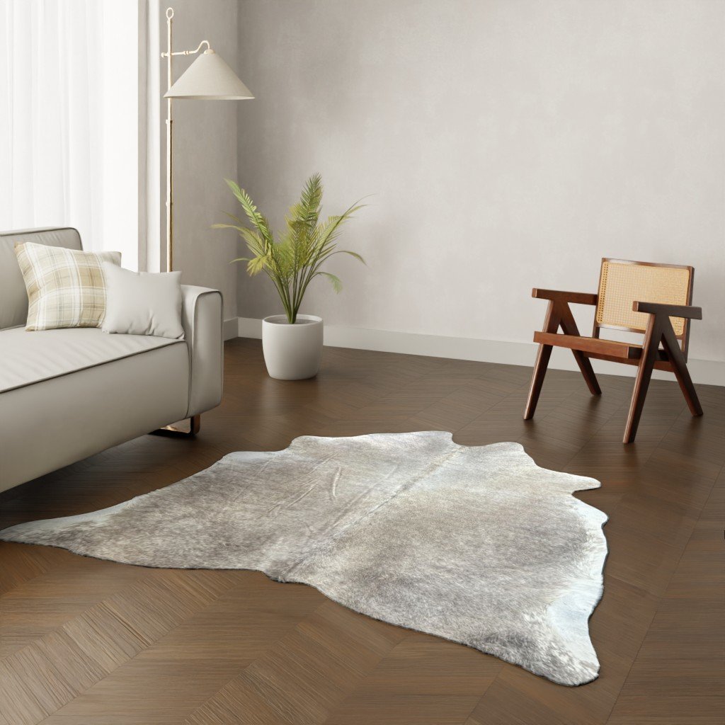 Kuhfell-Teppich taupe 200x180 cm.
