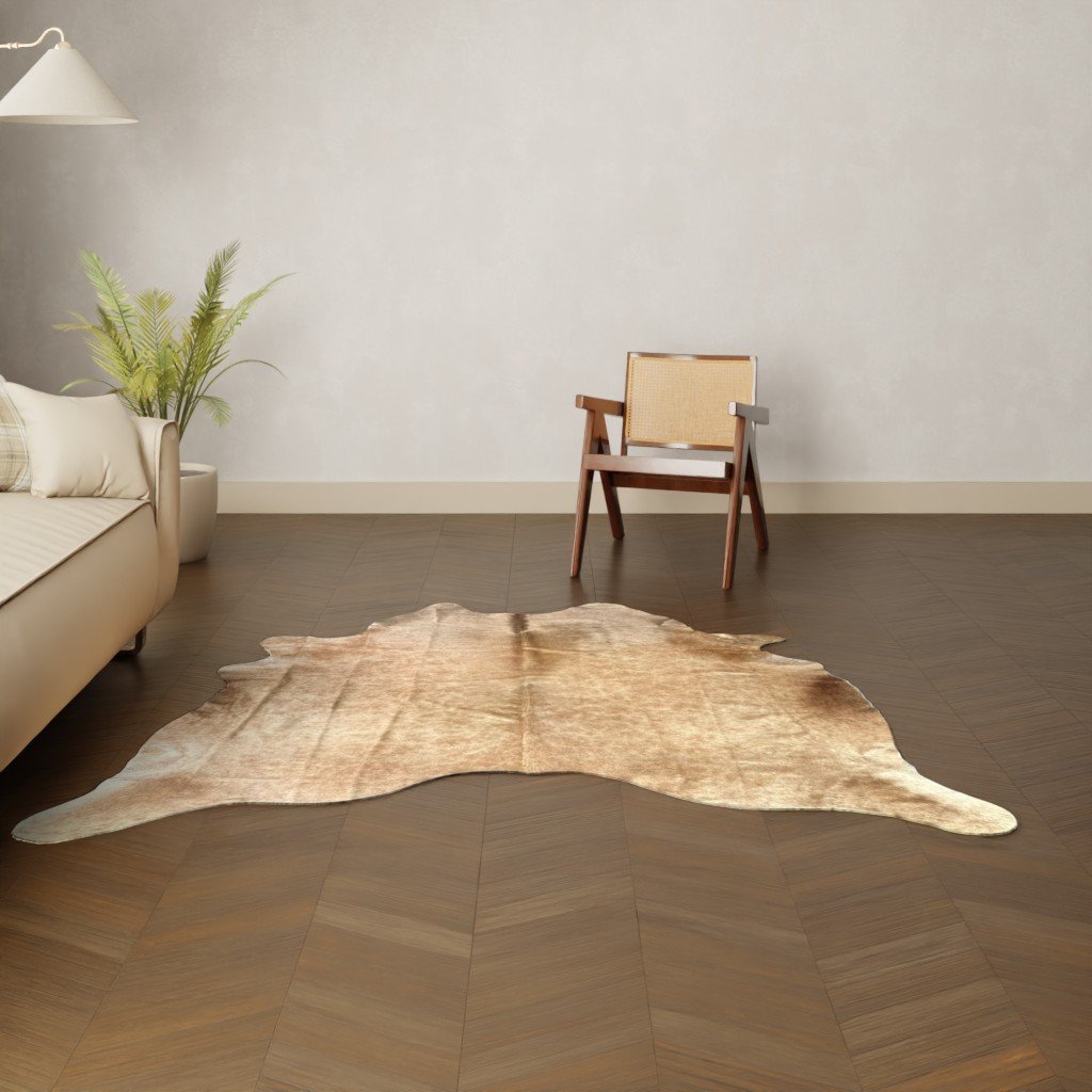 Kuhfell-Teppich hellbraun 200x180 cm. KLEIN