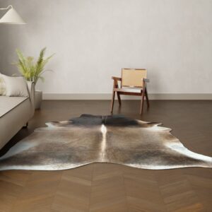 Kuhfell-Teppich dunkelbraun camel Cognac 250x230 cm. RIESIG / SPEZIAL