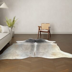 Kuhfell-Teppich grau schwarz 240x210 cm. XL-EXTRA / SPEZIAL