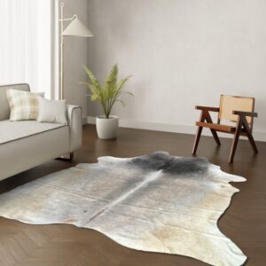 Kuhfell-Teppich grau schwarz 240x210 cm. XL-EXTRA / SPEZIAL