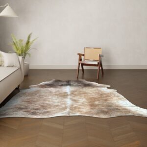 Kuhfell-Teppich hellbraun beige weiß 250x210 cm. RIESIG