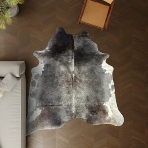 Kuhfell-Teppich dunkelbraun grau schwarz 240x200 cm. XL-EXTRA