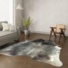 Kuhfell-Teppich dunkelbraun grau schwarz 240x200 cm. XL-EXTRA