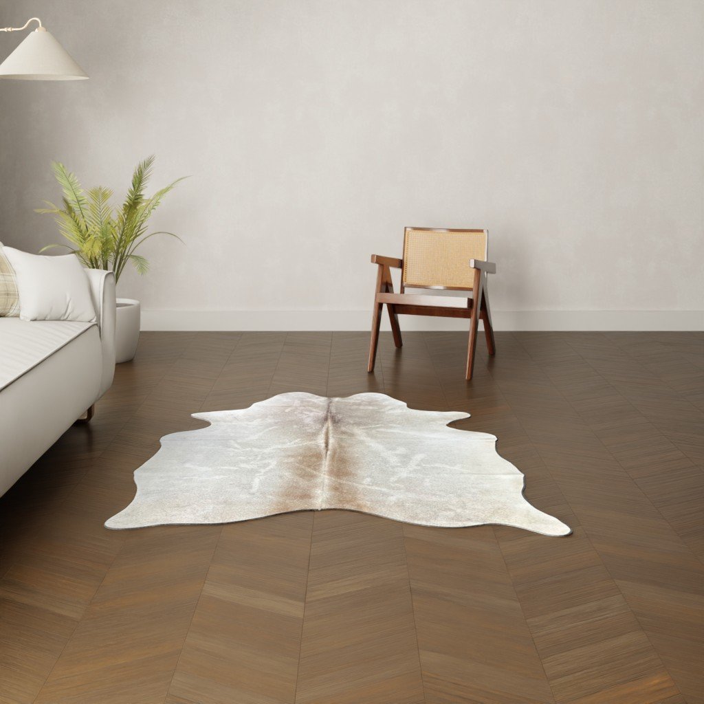 Mini-Kuhfell Champagne grau 170x130 cm. KLEIN