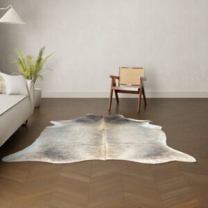 Kuhfell-Teppich hellbraun camel beige Champagne 200x170 cm. KLEIN