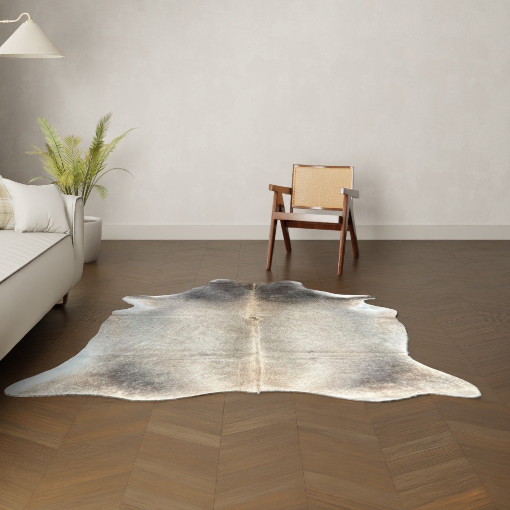 Kuhfell-Teppich hellbraun camel beige Champagne 200x170 cm. KLEIN