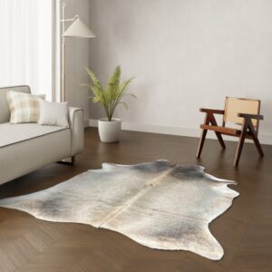 Kuhfell-Teppich hellbraun camel beige Champagne 200x170 cm. KLEIN