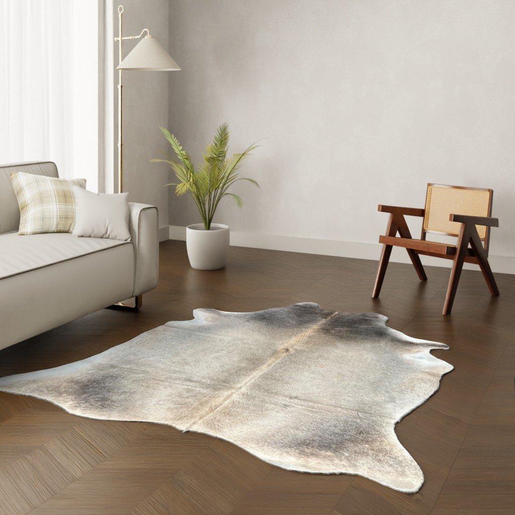 Kuhfell-Teppich hellbraun camel beige Champagne 200x170 cm. KLEIN