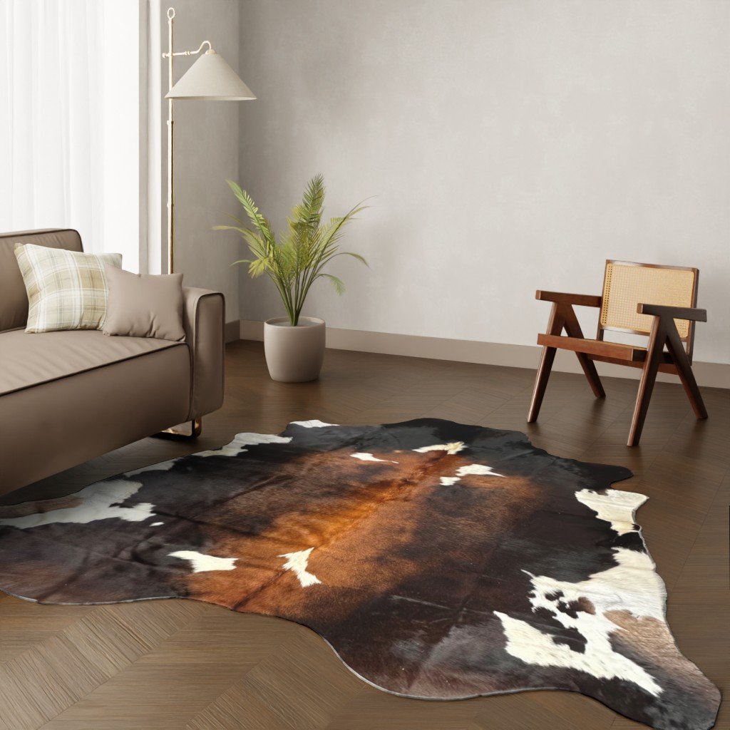 Kuhfell-Teppich Tricolor 250x210 cm. RIESIG